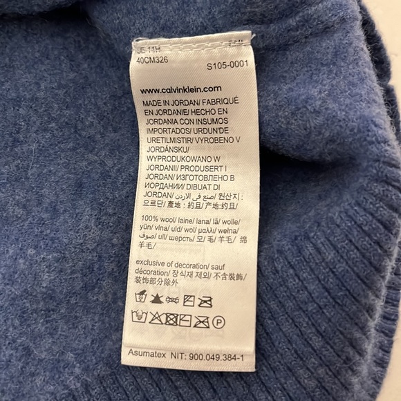 Calvin Klein quarter zip 100% wool sweater boys large blue shirt hoodie - Picture 6 of 6